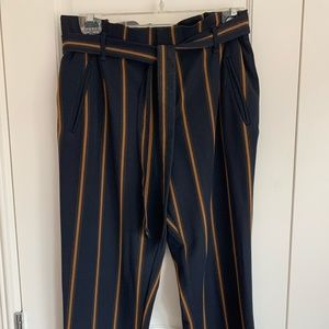 Zara High Waisted Soft Pleats Belted Pants